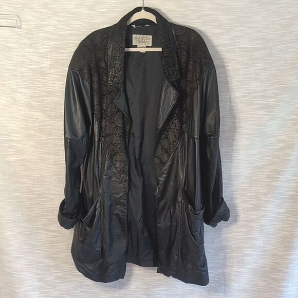 Vintage 80s Oversized Leather Jacket Brandon Thomas Unique Streetwear Paisley - Picture 1 of 11